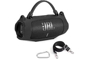 NIFUYOP Silicone Case for Charge 6 Portable Bluetooth Speaker, Waterproof Soft Travel Cover with Detachable Shoulder Strap and Carabiner, Protective Skin Case for Charge 6 Wireless Speaker Accessories, Black