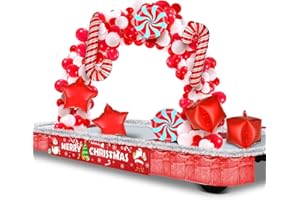 Realspring 12 Pcs Christmas Parade Float Decorating Kit, Xmas Balloon Garland Arch Kit Merry Christmas Banner Metallic Red Foil Fringe Metallic Tinsel Twist Garland for Party Decor (Sliver)