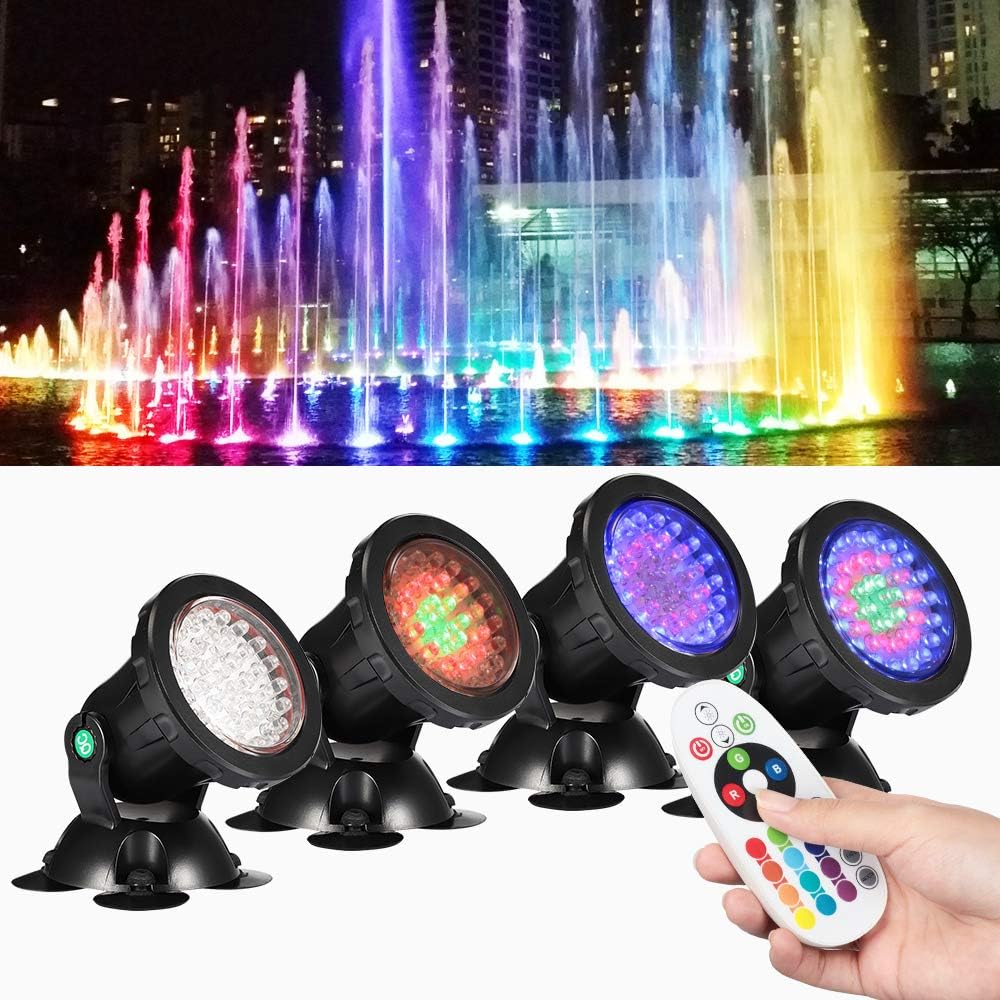 DOCEAN 36 LED Garden Pond Lights, RGB Remote Control Submersible