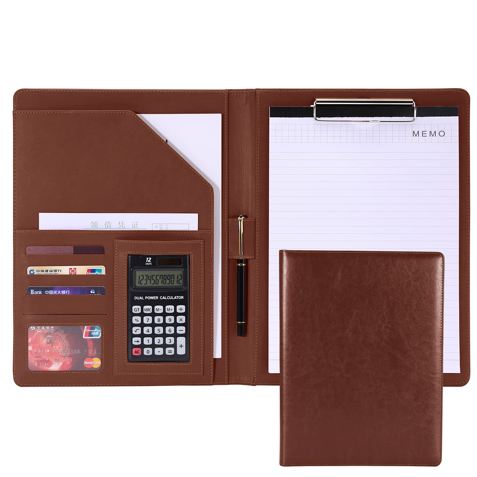 Photo 1 of Handsome Padfolio/Resume Portfolio Folder,Interview/Conference Document Organizer & Business Card Holder,A4 Binder Portfolio & Office Conference Notepad clipboard Folder, Brown