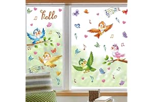 LITUPIC Anti-Collision Window Clings Singing Birds Window Clings Double Sided Window Clings for Glass Windows Butterfly Window Stickers for Spring Decorations Window Clings Removable- 8Sheets