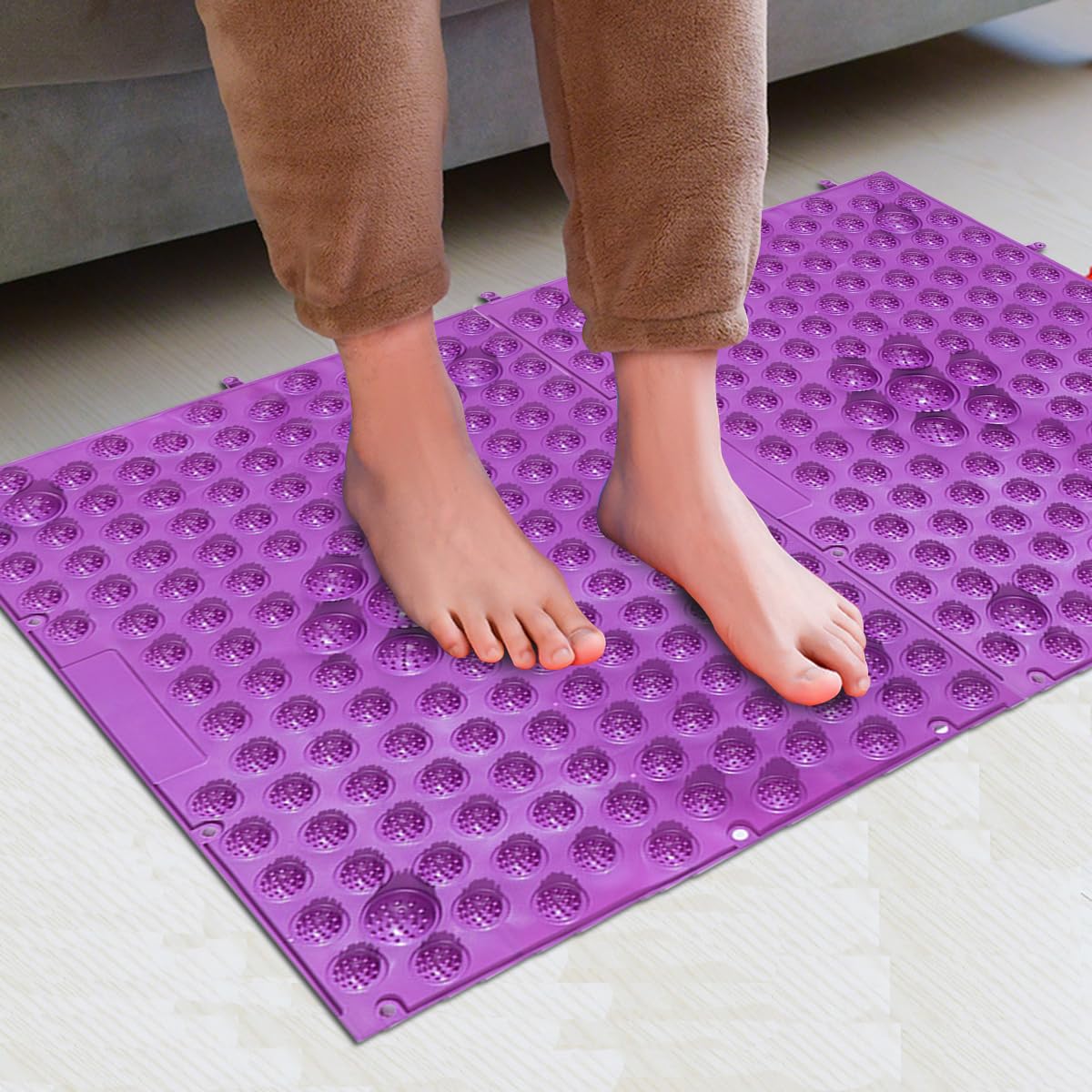 Yobeyi Foot Massage Acupressure Mat Game Foot Reflexology Walking Toe Plate Massage Pad Bathroom Mat Yoga Mat Sports Mat 2 PCS (Purple)