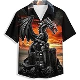 Skull Mens Funny Hawaiian Shirts Summer 3D Graphic Button Down Short Sleeve Tropical Holiday Beach Aloha Shirt Medium