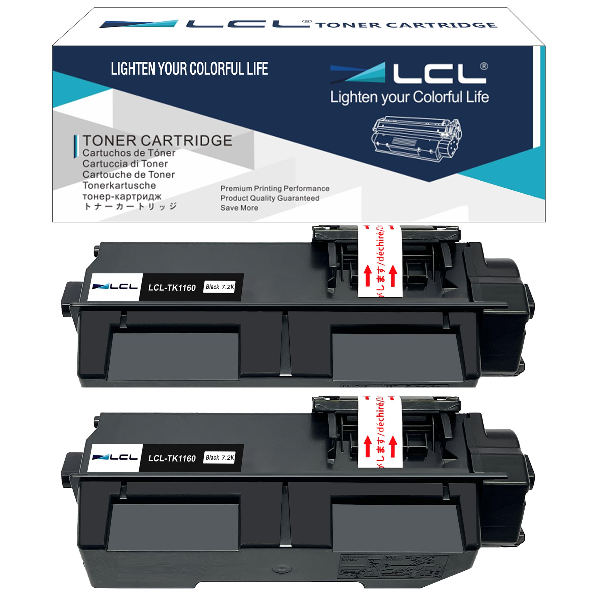 LCL TK-1160 Toner Cartridge Replacement for Kyocera TK1160 TK-1160 for Kyocera Ecosys P2040dn P2040dw P2050dn (2 Black)