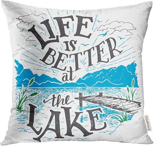 Amazon Com Upoos Throw Pillow Cover Life Is Better At The Lake