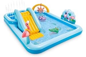 Intex 96" x 78" x 28" Inflatable Jungle Adventure Play Center Spray Kiddie Pool - Backyard Kids Water Slide, Outdoor Blow-Up 