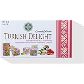 Meşhur Safranbolu Lokumcusu Turkish Delight Pomegranate Flavored with Pistachios: Gourmet Candy &amp; -Snack Lovers, Turkish Delight Candy Gift Box, Covered in Coconut (5.6 oz)