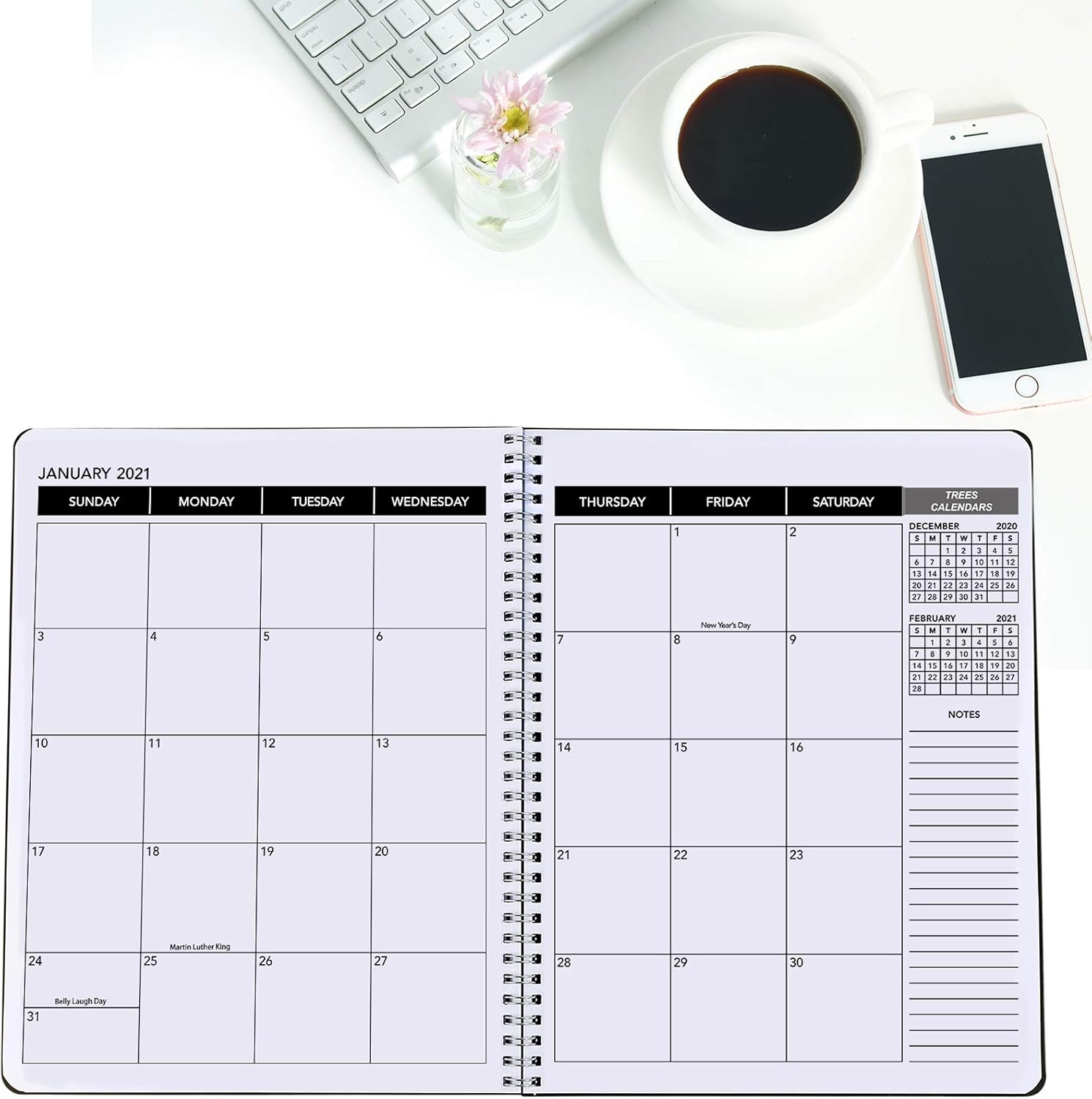 Office Planner Jan 2021- Dec 2022 Monthly Calendar Planner -9’’×11’’ Time Management Personal Planner Hard PVC Cover with Spiral Bound : Office Products