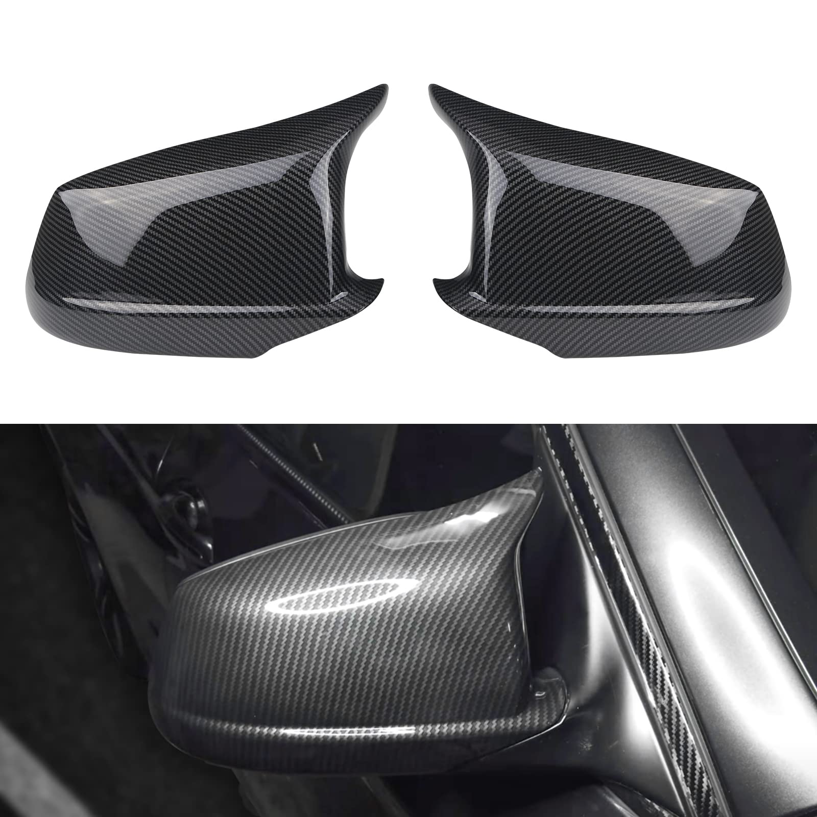 Photo 1 of JDMON Compatible with Door Rearview Mirror Cover Cap BMW 5 Series F10 F11 F18 528i 530i 535i 550i 2011 2012 2013 Side Mirror Cover Cap Trim 2PCS (Carbon Fiber)