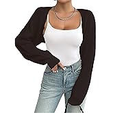 YUNLORIA Women's Bolero Shrug Sweater Rib Knitted Long Sleeve Open Front Cropped Cardigan Y2K Tops