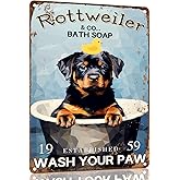 TopPacific Rottweiler Funny Metal Sign Gifts Decor Vintage Bathroom and Bathtub Metal Tin Sign Decor Dog Lovers Home Bar Restroom Toilet Retro Wall Art Poster Sign Accessories 12x8 Inch(2611)