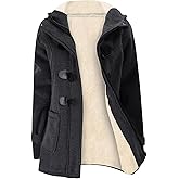 Kid's Girls Winter Fall Sherpa Lined Jacket Duffle Toggle Coat Warm Hooded Fleece Jacket Sweatshirt