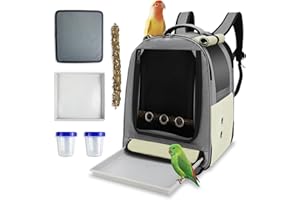 Sysmashing Bird Backpack Carrier,Bird Travel cage Backpack with Tray and Standing Perch,Feeding Tank,Waterproof pad,Used for Parakeets,hornbirds,Lovebirds,Small and Medium-Sized Bird