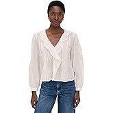 Madewell Women's Lace-Insert Ruffled Pintuck Long-Sleeve Top