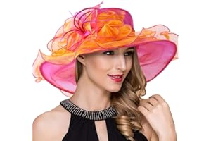 Ruphedy Women Derby Church Dress Fascinator Wide Brim Tea Party Wedding Hats S042b