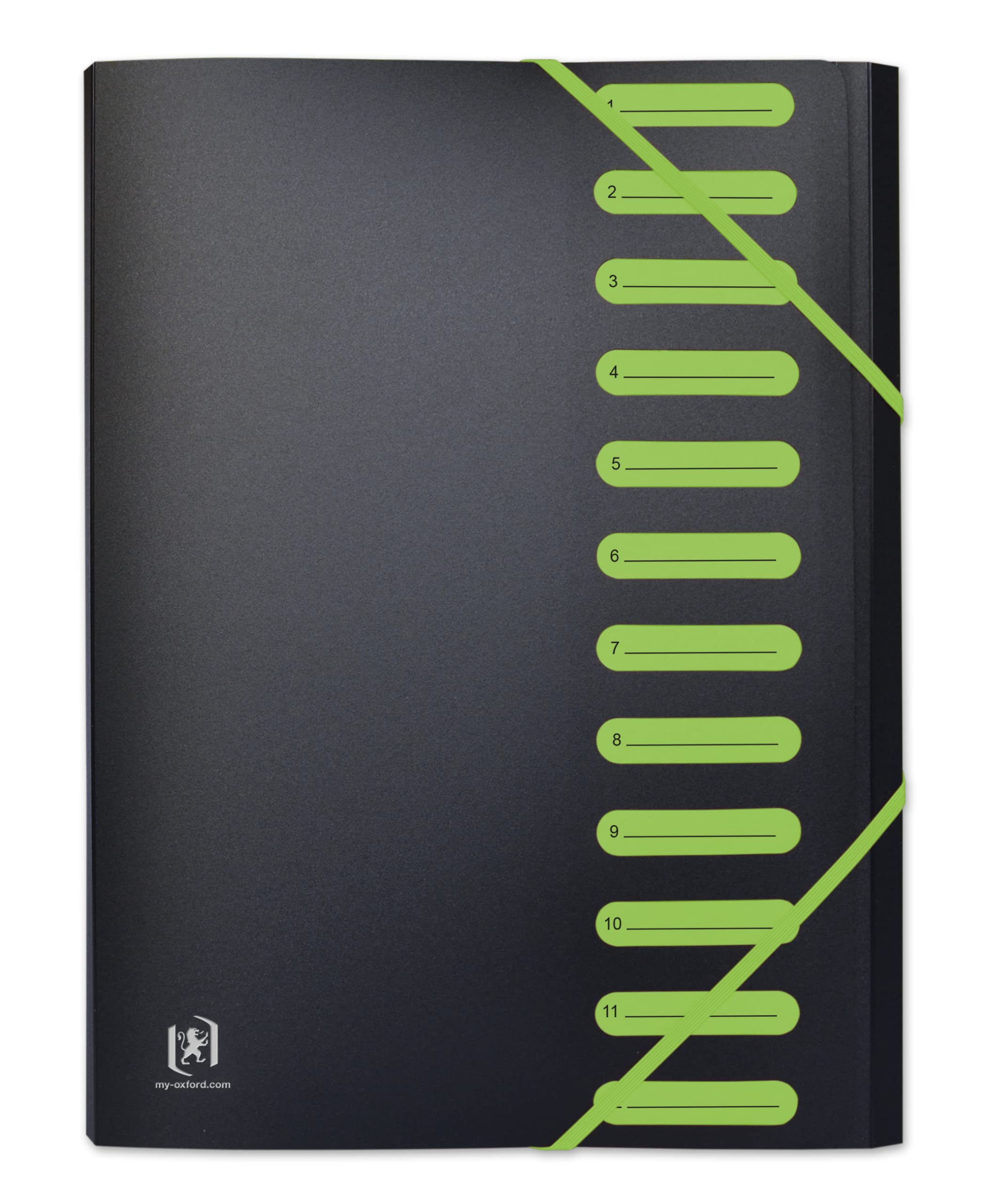 OXFORD Students A4 Expanding File 12 Positions Polypropylene Cover Two Tone Black/Green