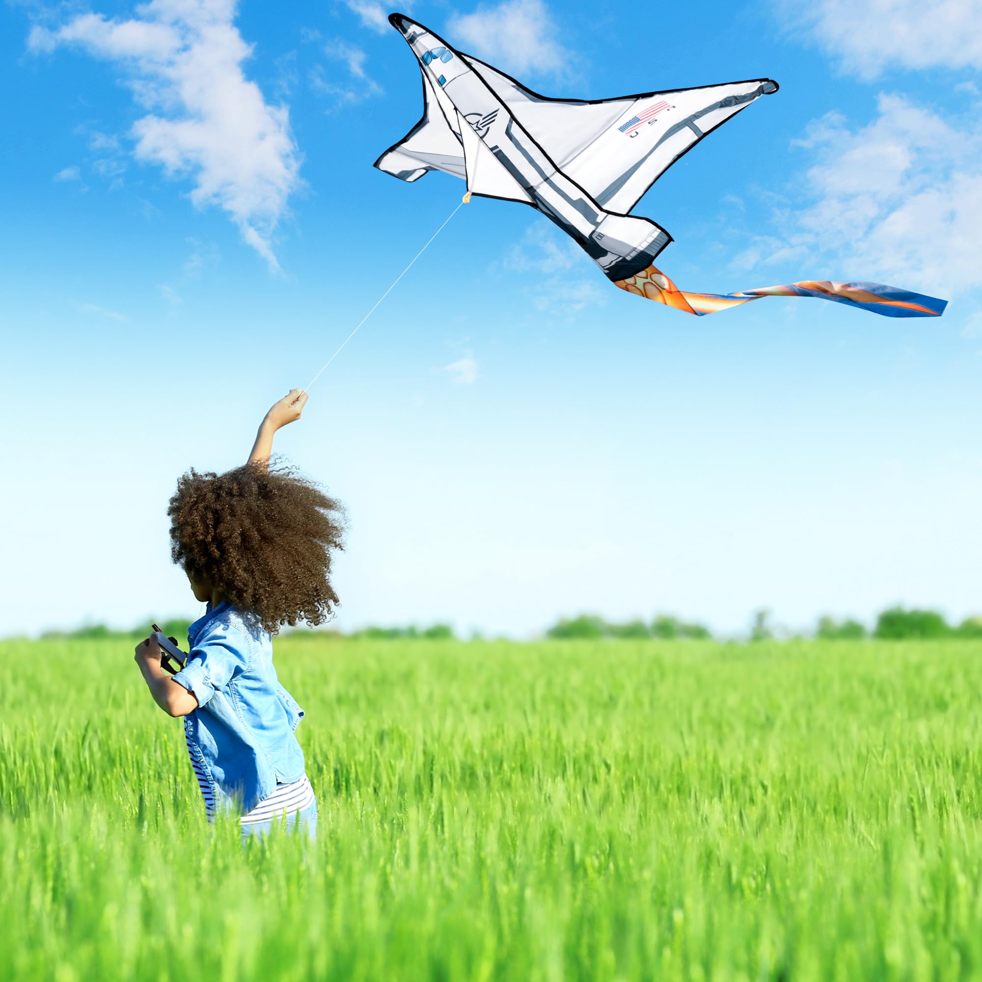 JOYIN Spaceship Kite Easy to Fly for Kids and Adults with 262.5 ft String, Large Beach Kite for Outdoor Games and Activities