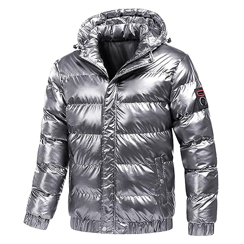 HINDOLA Mens Down Coats Removable Hood Winter Thicken Warmth