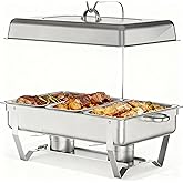 EffiQ-Rate Chafing Dishes Buffet Set for Food Warming and Serving,11QT Stainless Steel Party Trays Warmers for Catering,Weddings,Events with Display and Rolled Edge Design,1 Pack, 3 Compartment