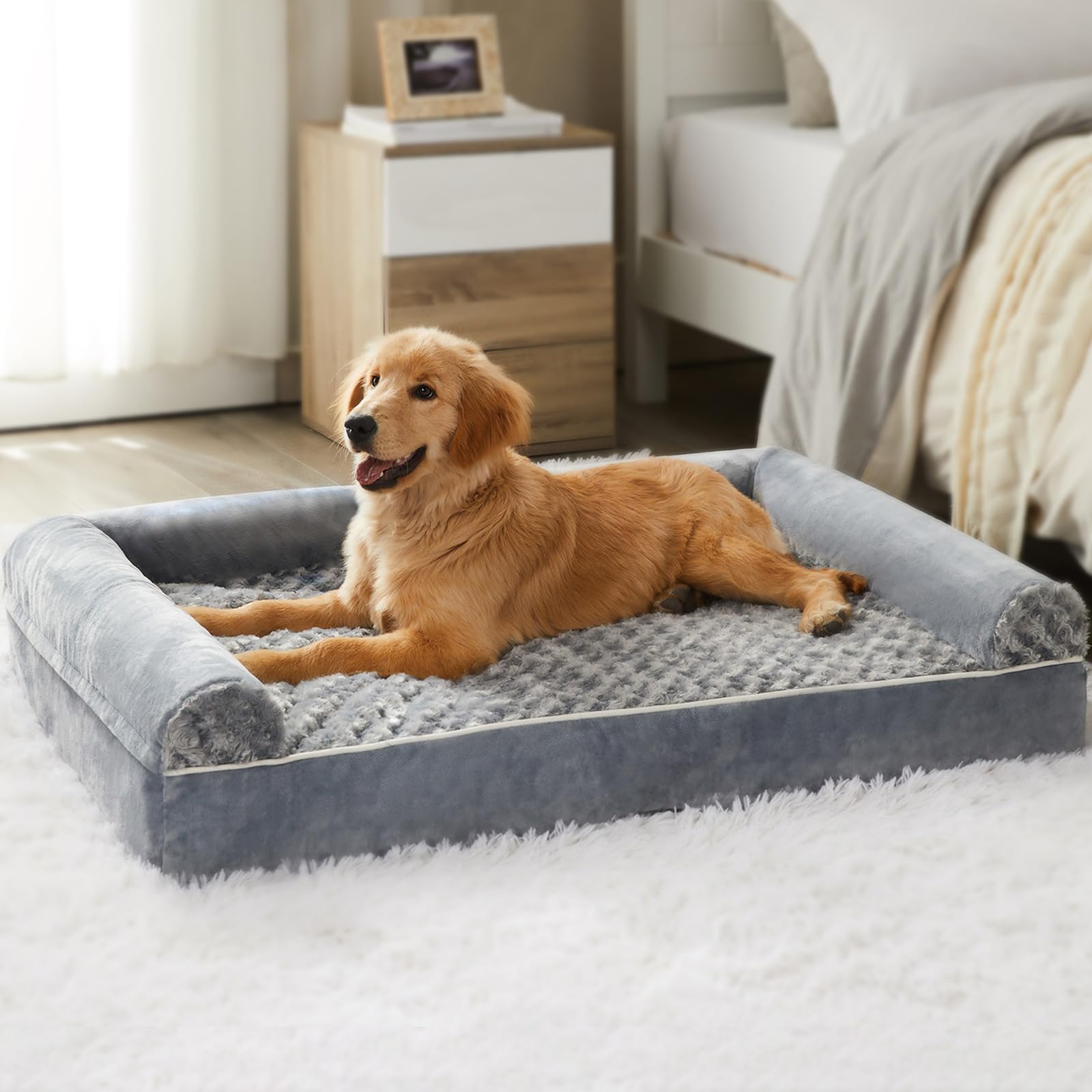Photo 1 of ***MISSING MATTRESS FOAM *** BFPETHOME Dog Beds for Large Dogs, Orthopedic Dog Bed for Medium Large Dogs,Big Waterproof Couch Pet Bed with Removable Washable Cover