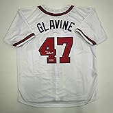 Facsimile Autographed Tom Glavine Atlanta White Reprint Laser Auto Baseball Jersey Size Men's XL