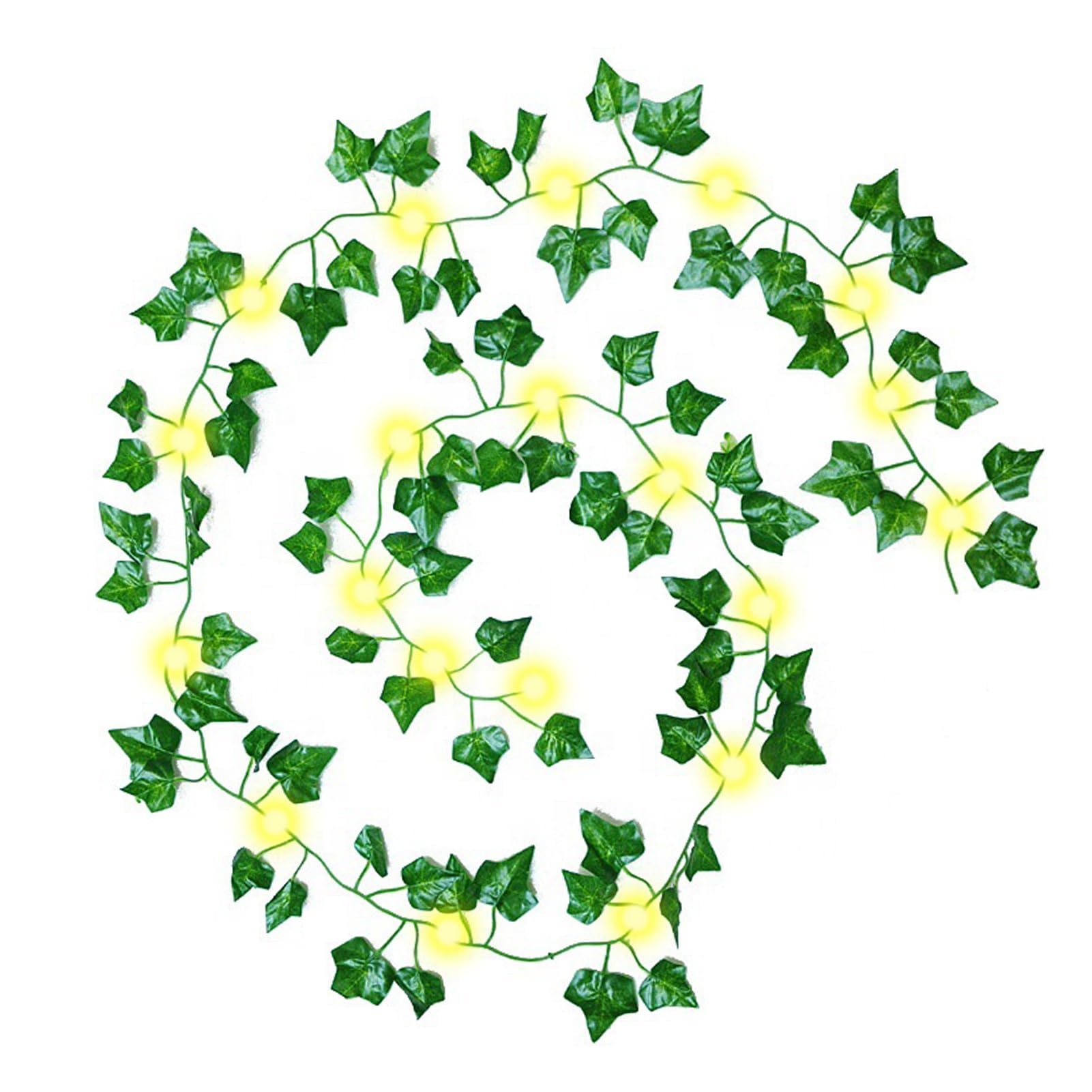 Artificial Ivy Fairy String Lights, 2 Meter 6.5ft Ivy Leaf Garland with 20 LED Copper Wire Vine Hanging String Lights, Green Leaves Vine Fairy Lights Hanging for Bedroom Wedding Party Home Wall Decor