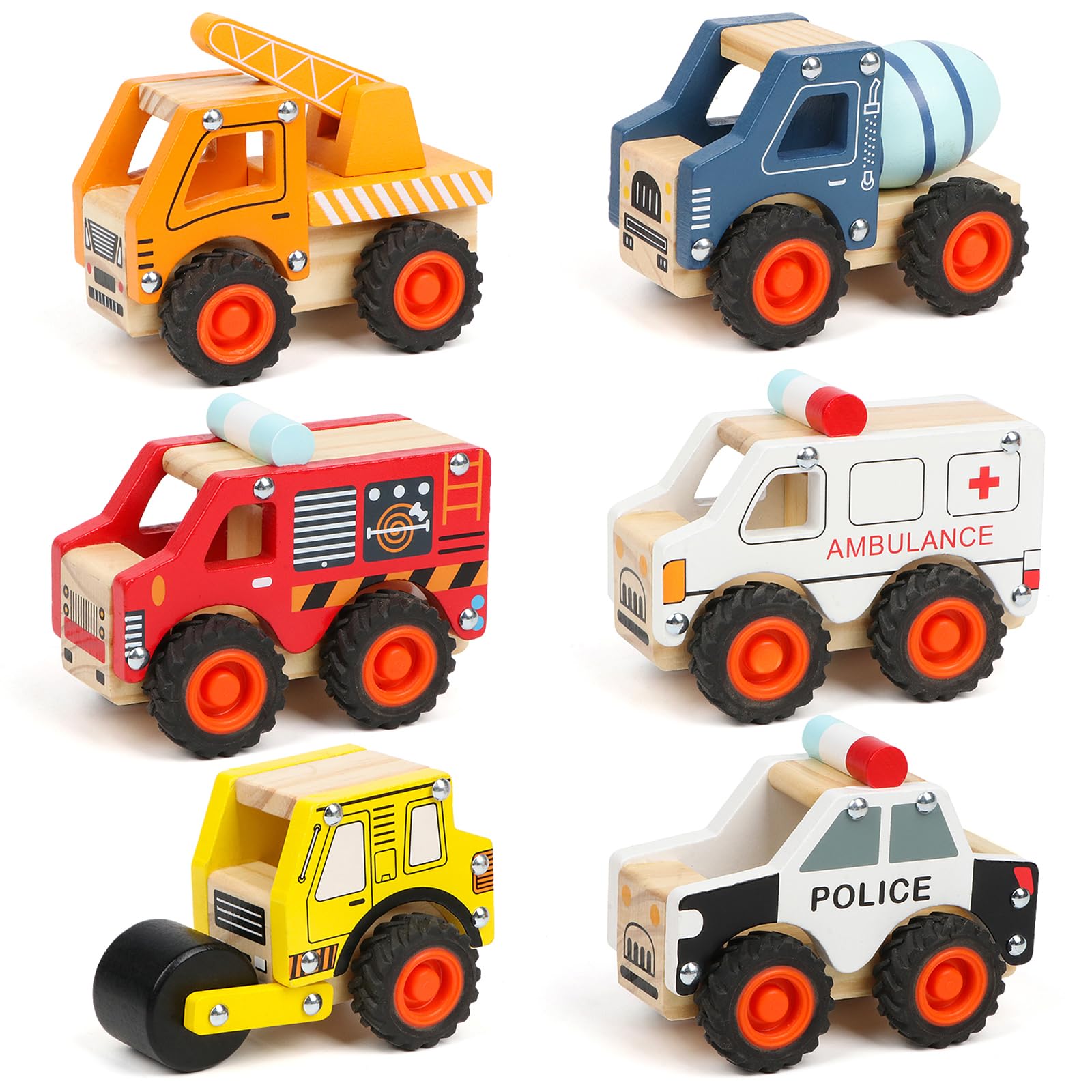 KABENFIS 6 PCS Wooden Cars Educational Toys for Children