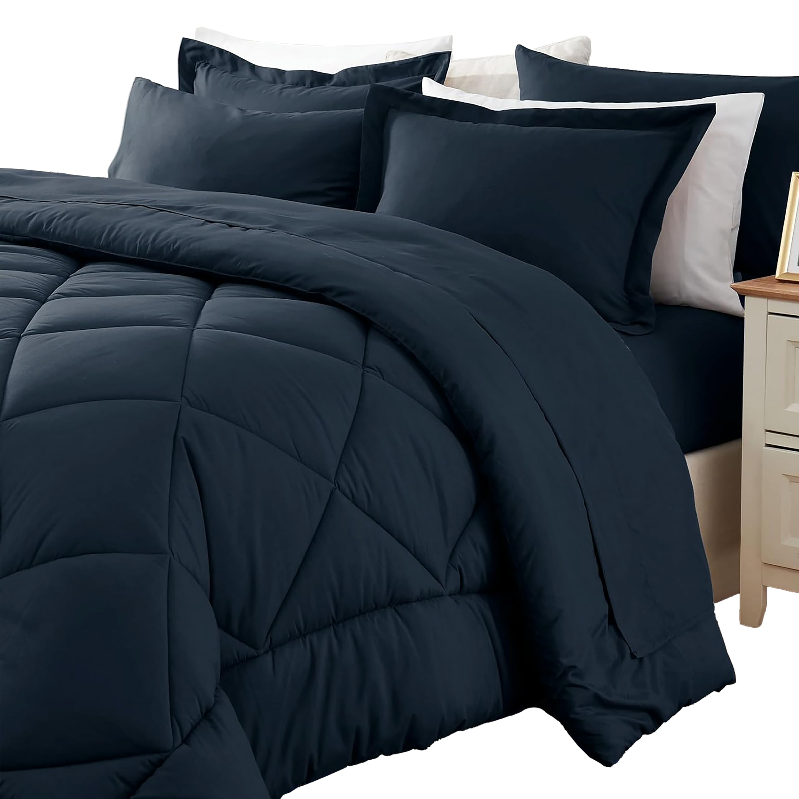 Photo 1 of **Reference image**Sleepdown Comforter Set 7-Piece Bed in a Bag - Navy, King