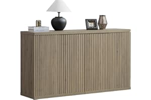 SICOTAS Buffet Cabinet with Storage Accent Sideboard Modern Credenza with Doors & Shelves Fluted Media Console Mid Century Coffee Bar Table for Living Room Kitchen Dining Room Hallway (2PCS)