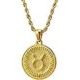 LMUWECNO 18K Gold Plated Zodiac Necklace for Women Men, Retro Coin Zodiac Sign Pendant Necklaces, Hypoallergenic & Anti-Tarnish, Adjustable Chain Horoscope Jewelry with Gift Box, Birthday Gifts for Her Him