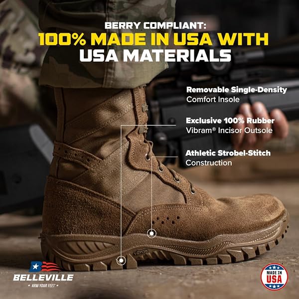 BELLEVILLE FLYWEIGHT C320 TACTICAL BOOT – LIGHTWEIGHT TACTICAL BOOTS FOR MEN – VENTILATED DESERT DESIGN – FULL-GRAIN CATTLEHIDE LEATHER – VIBRAM INCISOR OUTSOLE – COYOTE – 10.5