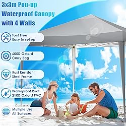 TOOLUCK 10x10 Pop Up Canopy Tent Waterproof Outdoor