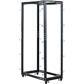 VIVO Black 42U Freestanding Server Rack Cart, CART-SR42U | Mobile Open Frame 22 to 40 inch Adjustable Network Server Cart, Open Frame Design