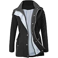 JASAMBAC Rain Jacket Women Waterproof Hooded Raincoat Lightweight Trench Coats Active Outdoor Windbreaker