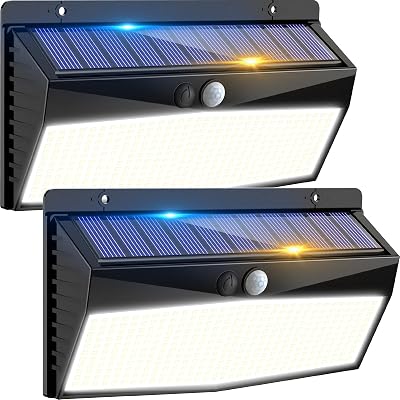 Luz Solar LED Exterior Jardin 368LED Luces Solares con Sensor de Movimiento, IP65 Impermeable Focos LED Exterior Solares, Superbrillante Lamparas Solares-2 Paquete