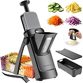 SupMaKin 8 IN 1 Upgraded Safe Mandoline Slicer,Multi Vegetable Chopper,Potato Slicer, Onion Chopper with Drain Basket Storage Container, Cheese Grater Kitchen Chopping Artifact (Black)