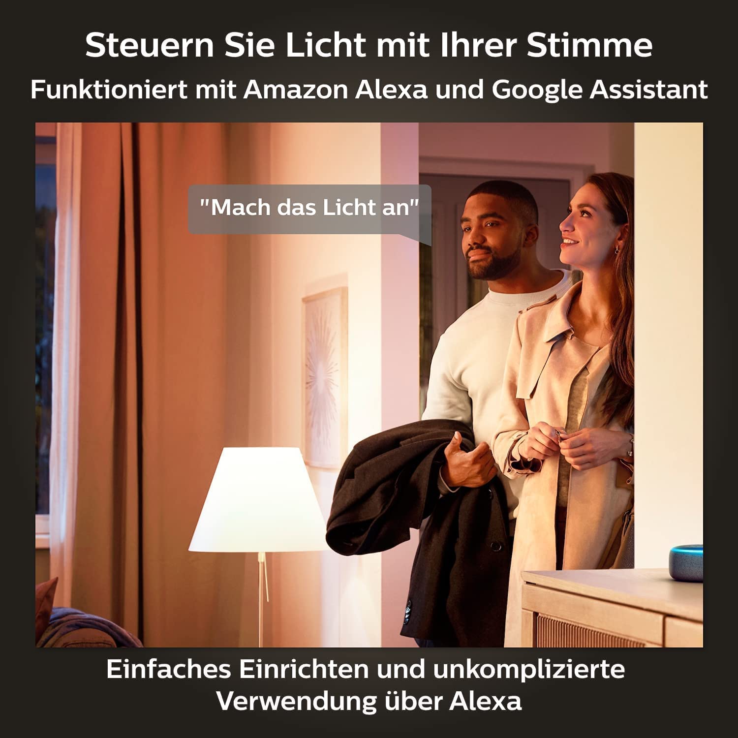 Philips Hue White E27 Lampe 4 Pack 4x1055lm, dimmbar, warmweißes Licht, steuerbar via App, kompatibel mit Amazon Alexa,9.5W (Echo, Echo Dot) 9