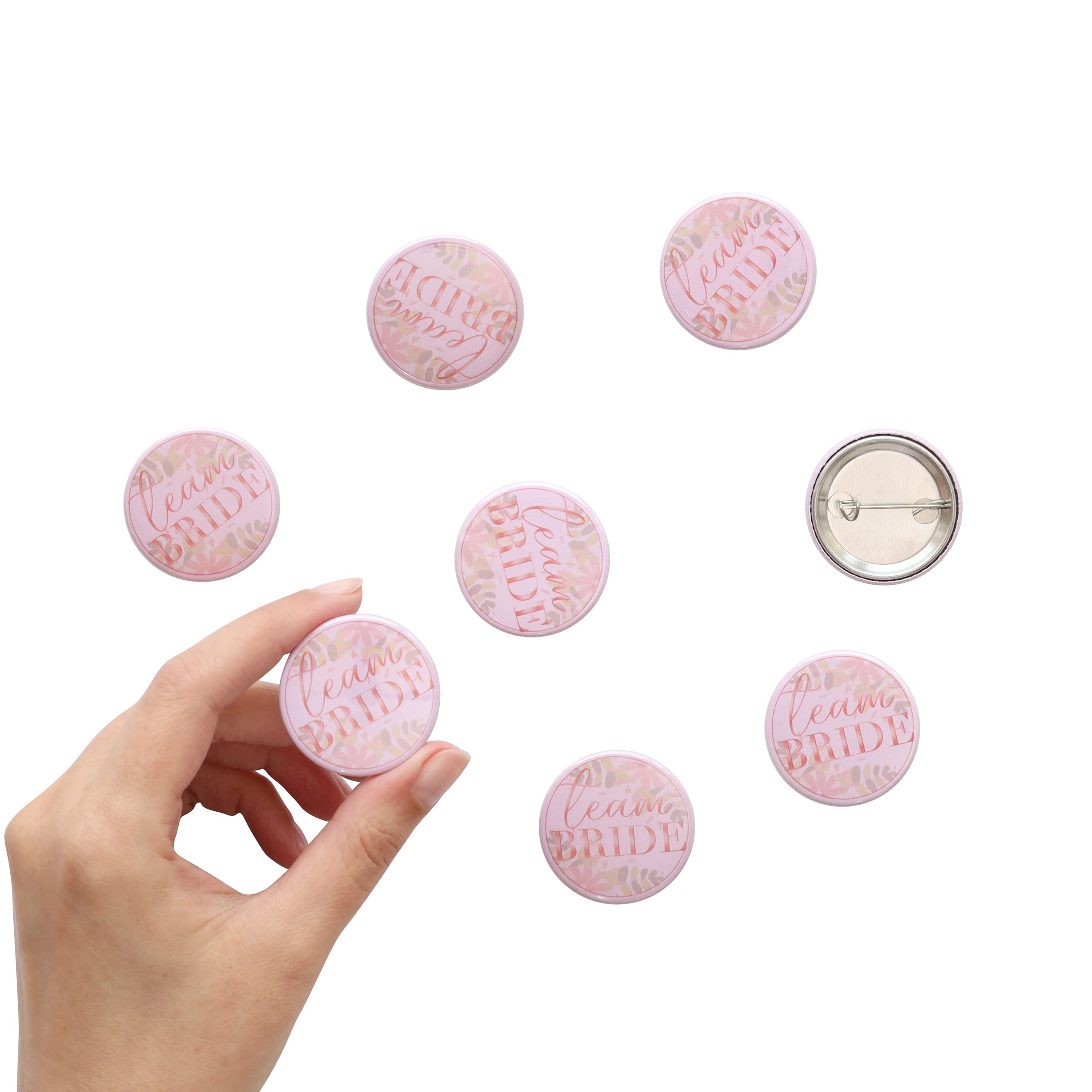 evelay 8 Team Bride Squad Tribe Hen Party Badges Pink Night Do Accessories Bag Fillers (Pink Team Bride)