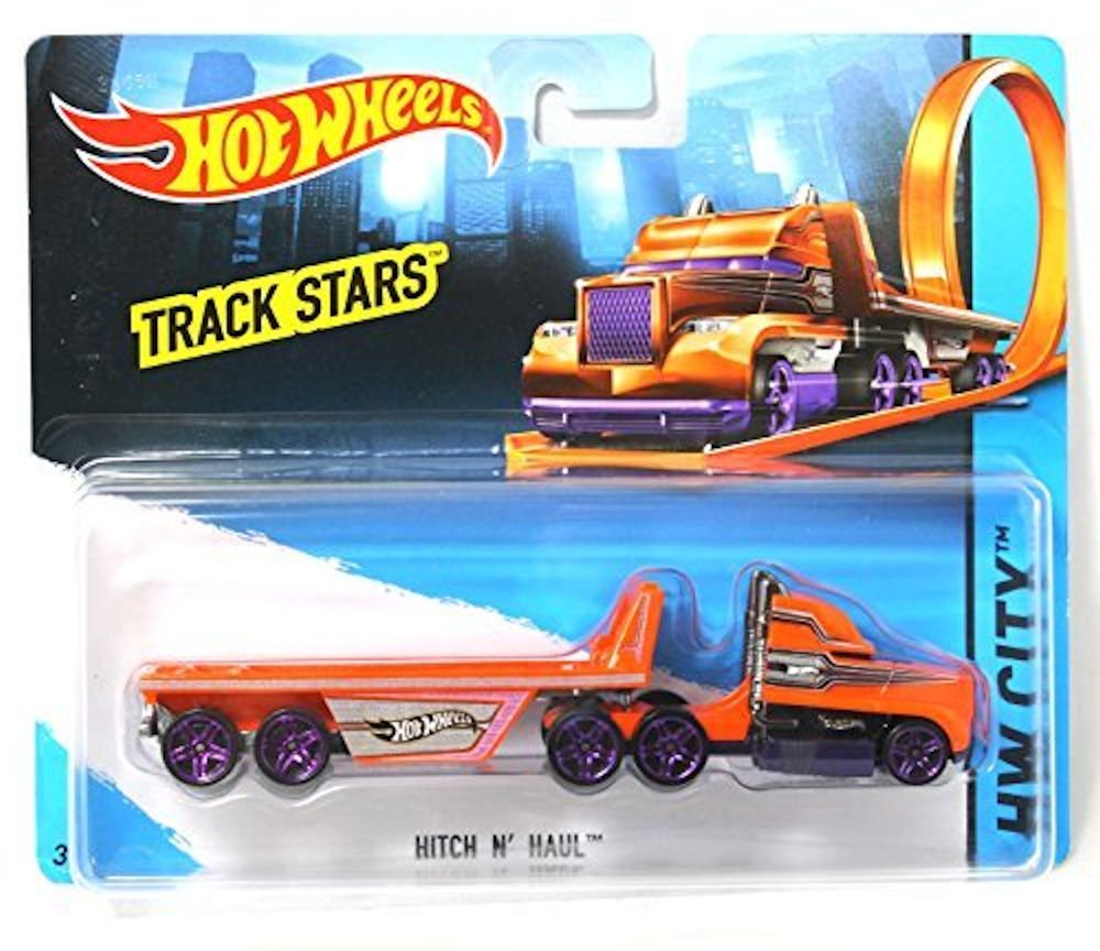 Hot Wheels Track Stars Hitch N' Haul Orange & Purple Truck