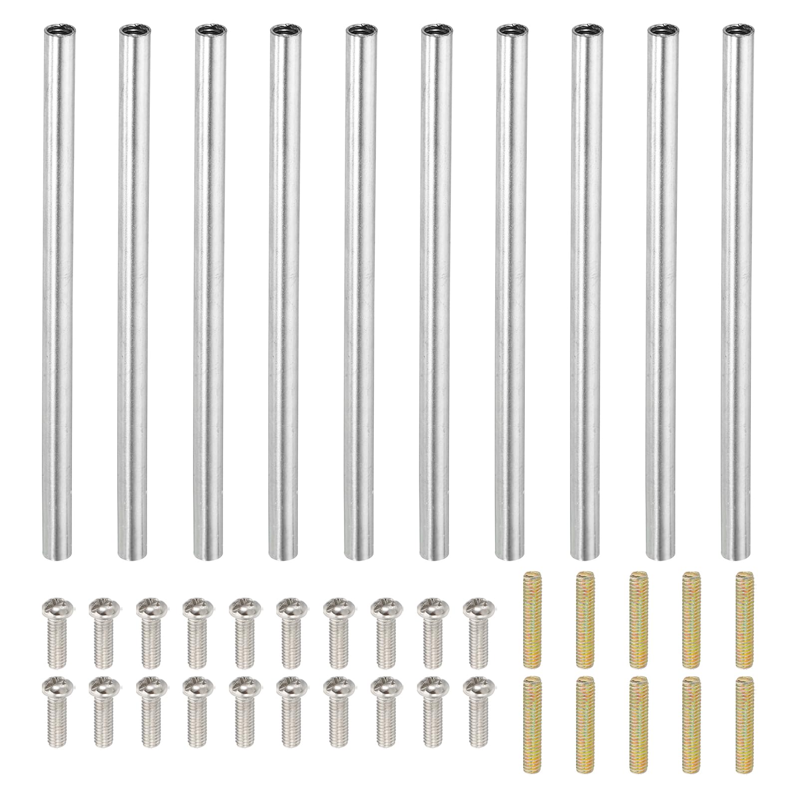 PATIKIL 90mm (3.5") Round Coupling Nuts Kit, M4 Threaded Connector Bar Hardware with Fully Thread Rods Screws for Lamp Model Furniture DIY Repair Part