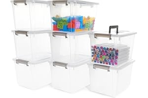 ITYLIFE CITYLIFE Citylife 8 Packs 6 QT Plastic Storage Bins with Latching Lids Clear Storage Box with handle Stackable Storage Containers for Organizing Snacks, Crafts, Toys, Tools