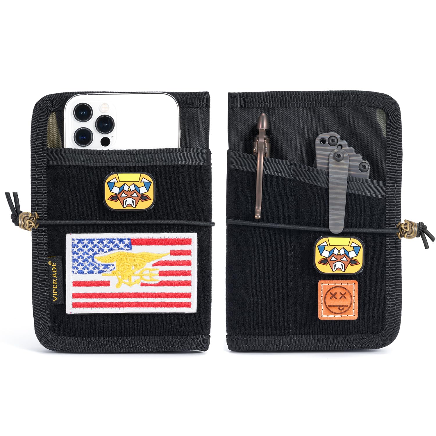 VIPERADE VE11 Pocket Journal Pouch, EDC Wallet Small Notebook Cover, Nylon Journal Cover for Field Notes, Utility EDC Organizer Pouch with DIY Patch Area