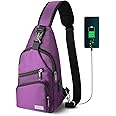 AMJ Crossbody Sling Bag Men Women, Casual Shoulder Backpack, Chest Daypack Satchel for Hiking Travel
