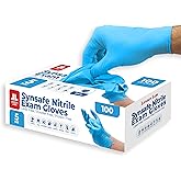 London Labs Synsafe 4 Mil - Blue Nitrile Exam Gloves –Disposable Latex Free & Powder Free – Extra Strong, Rubber Gloves