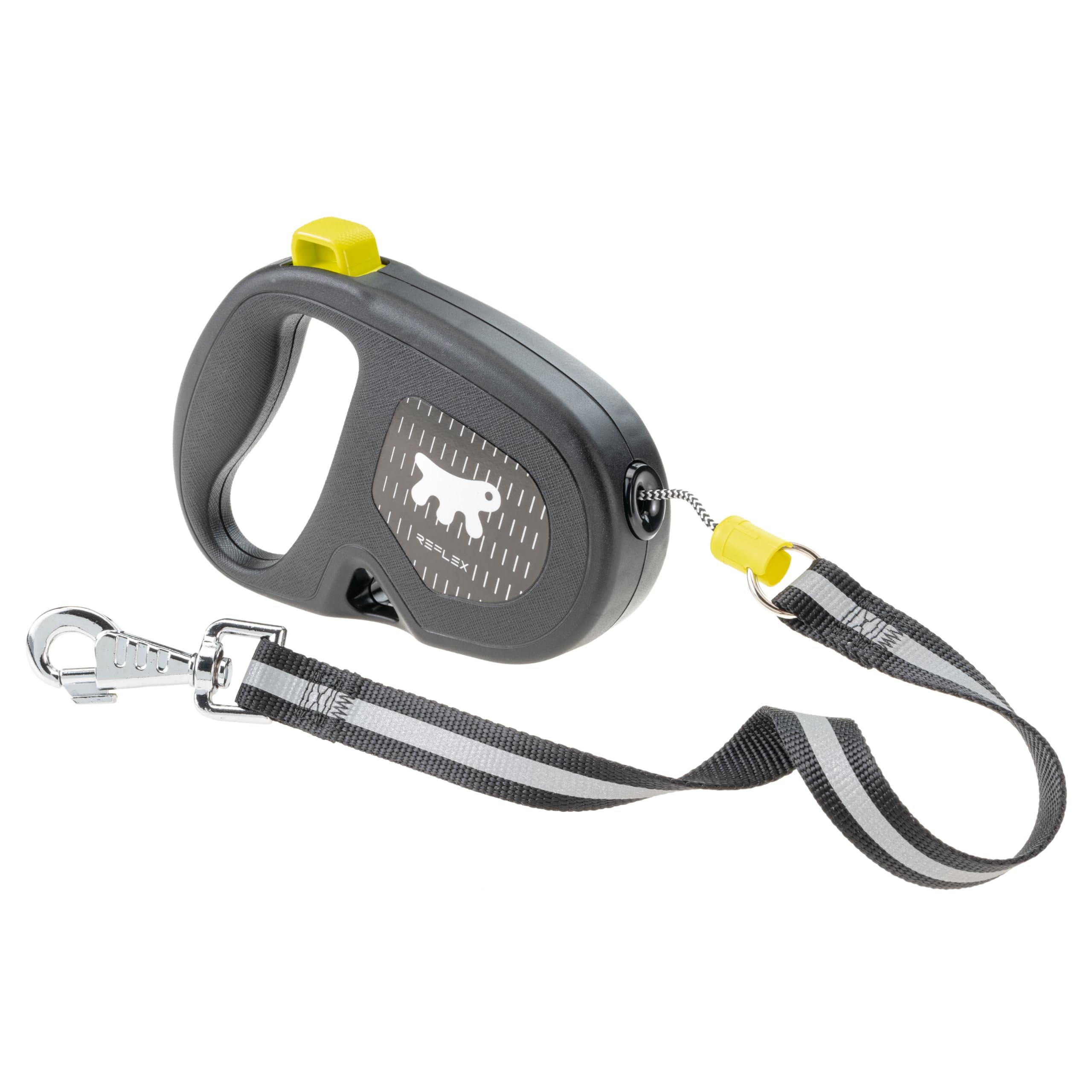 Ferplast FLIPPY ONE REFLEX Reflective Extendable Dog Lead - Evening Walks - Bag Holder - Lock & Release Button - Ergonomic Design - Cord - Max 35 Kg - 5m, Yellow