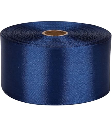 Reliant Ribbon Nastro In Raso Con Bordi In Filo Metallico - Colore Blu Marino, Larghezza 6,3 Cm, Lunghezza 9,4 Metri - Per Confezioni Regalo E Decorazioni
