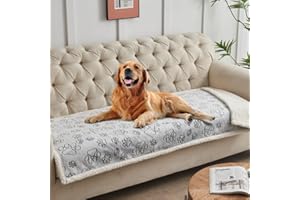 Qeils Dog Blankets for Large Dogs - Waterproof Pet Blanket Washable - Sherpa Fleece Puppy Blanket, Soft Plush Reversible Dog Blanket, Couch Cover for Dogs Washable, 30"X70", Grey Paw Print