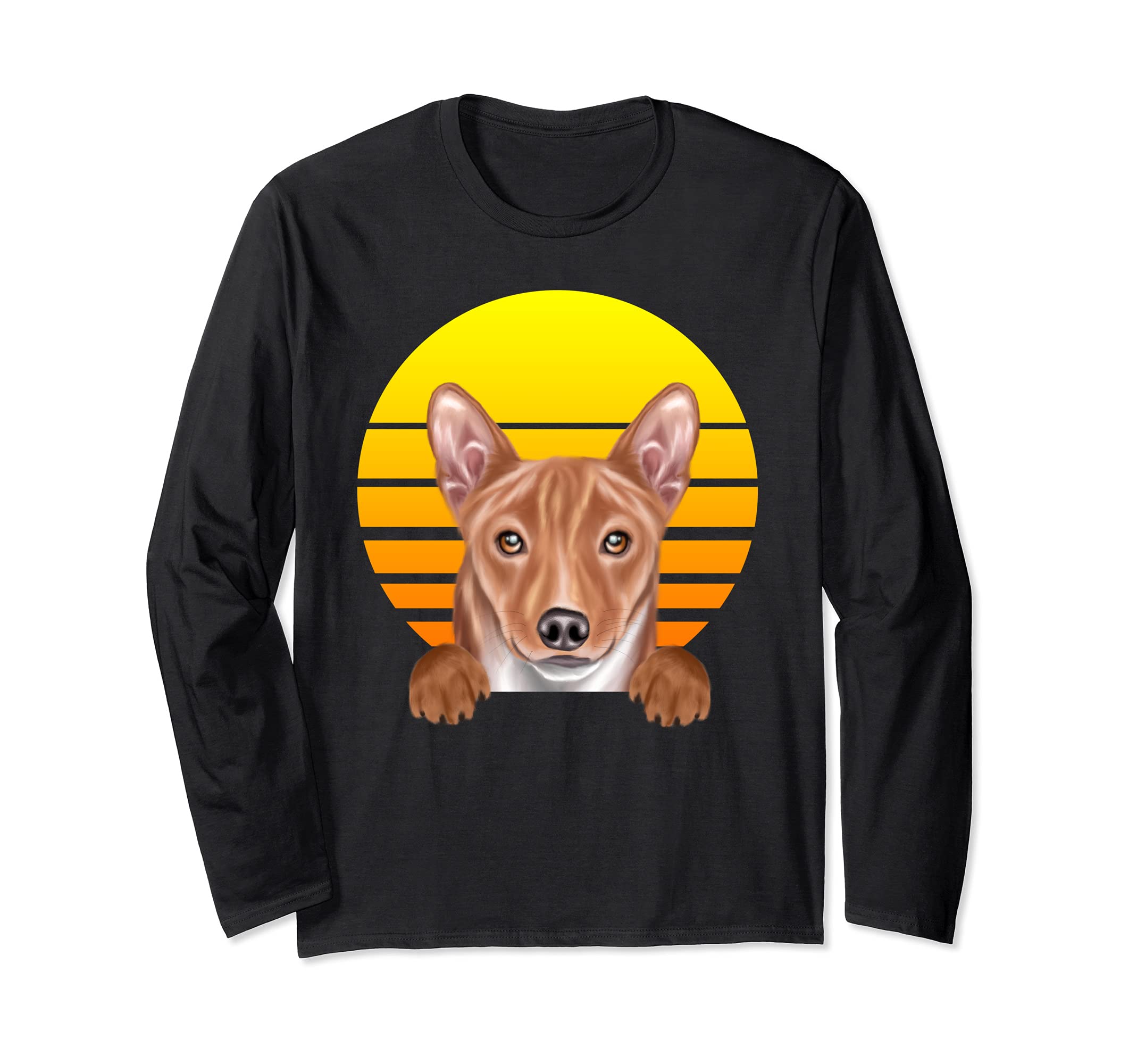 Vintage Sunset Basenji Dog Lover Long Sleeve T-Shirt