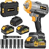 JEXUGK 1600Nm Cordless Impact Wrench, 21V 1/2" 1180Ft-lbs Impact Gun with 2 x 4.0Ah Battery, High Torque Pistola De Impacto with 6 Sockets, Brushless Llave De Impacto Driver for Truck/Car/Mower