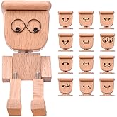 MuMyer Shaking Wooden Man Figurine, Funny Handmade Shaking Feet Wooden Desktop Car Dashboard Decorations with 12 PCS Magnetic Expressions